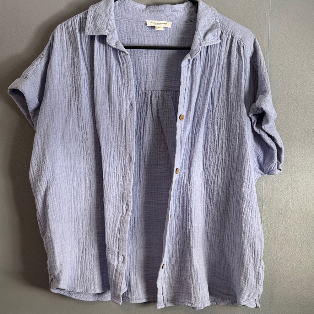 beachlunchlounge Soft Blue Women's Button Down Shirt